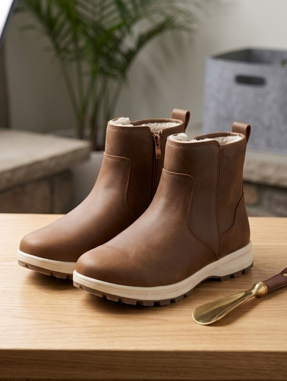 Khombu Brown Women's Ankle Booties with Side Zipper